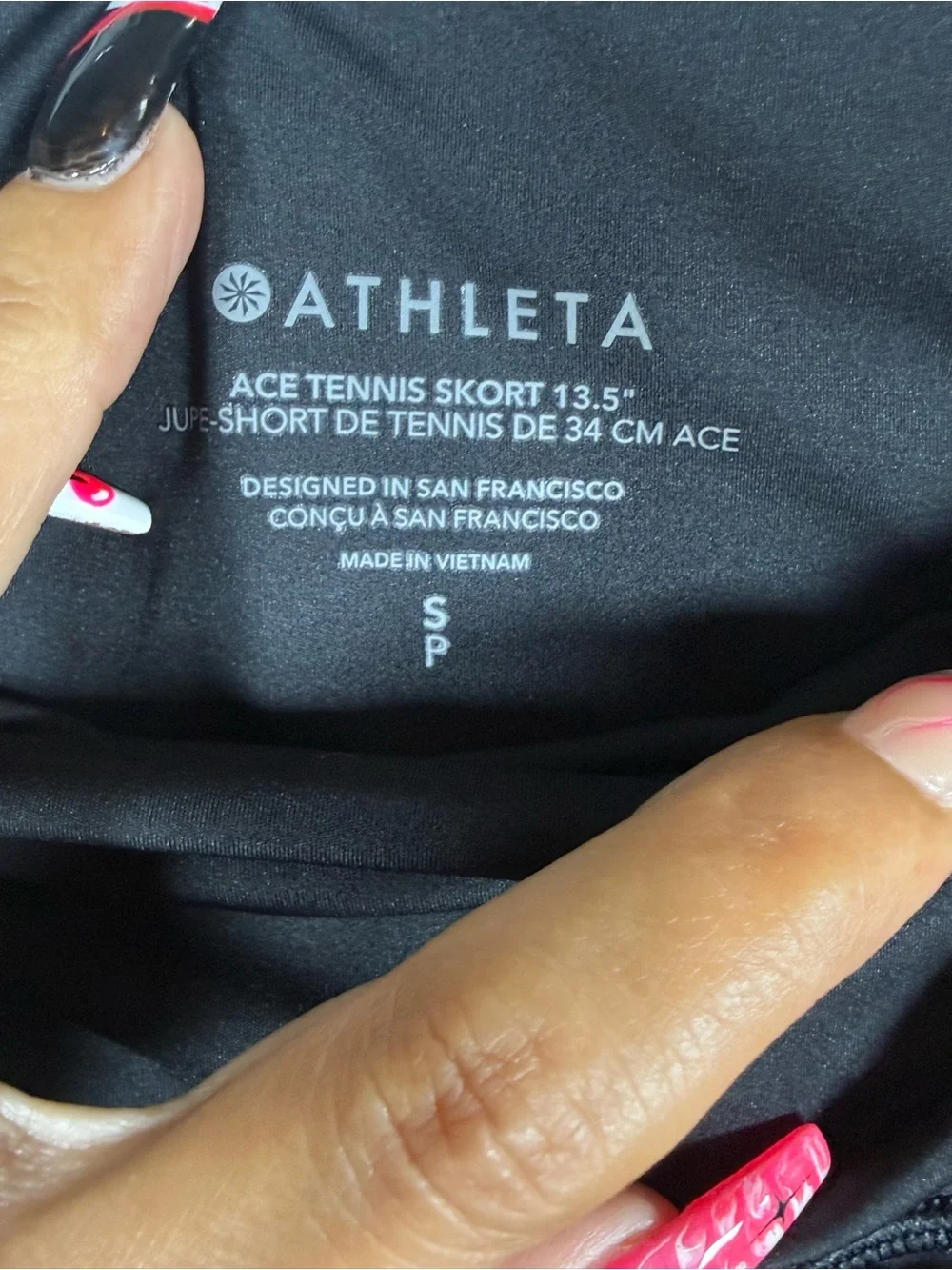 Athleta Ace Tennis Skort 13.5 Black Activewear Skirt Built-in Shorts Womens